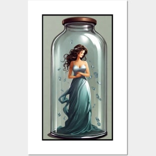 Beautiful Lady Trapped in Bottle Posters and Art